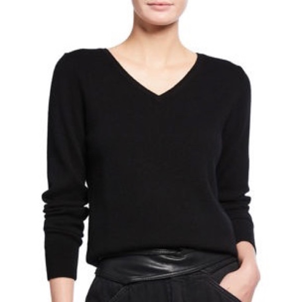 NEW Manrico Cashmere Italy Black V-Neck Sweater